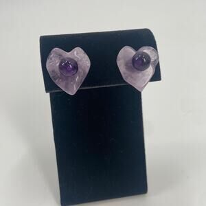 Handmade leaf Amethyst Purple Stud Earrings
